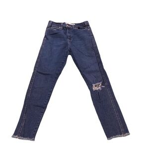 Levi Strauss Heritage High rise Skinny Dark Wash Distressed Sz 2-W26 Fray End